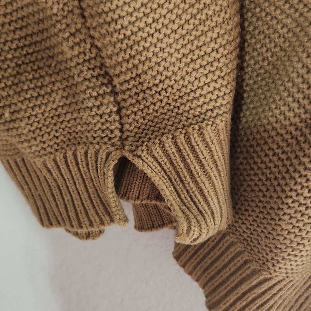 Magnolia Sweater Womens Size L Carmel Tan Fuzzies Crochet - Picture 6 of 11